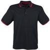Henbury Short Sleeve Coolplus Polo Shirt - Black/Red - XL view 2