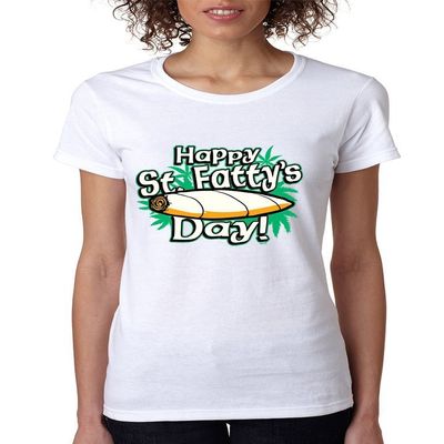 ALLNTRENDS Women's T Shirt Happy St Fatty's Day St Patrick's Day Shamrock (2XL, White)
