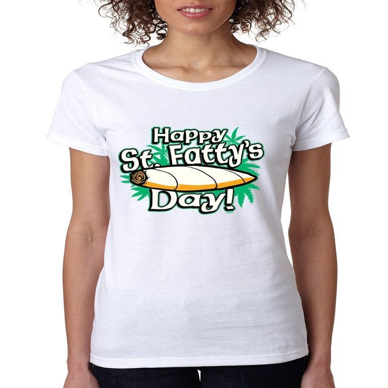 ALLNTRENDS Women's T Shirt Happy St Fatty's Day St Patrick's Day Shamrock (2XL, White)