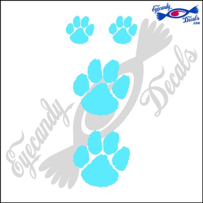 Eyecandy Decals Tiger PAW 4 Pack 2-2" Plus 2-1" Decal Sticker Light Blue