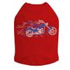 Motorcycle - Large Red, White, & Blue with Flames - Dog Shirt, XL Red view 1