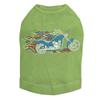 Motorcycle - Large Red, White, & Blue with Flames - Dog Shirt, 2XL Lime Green view 1