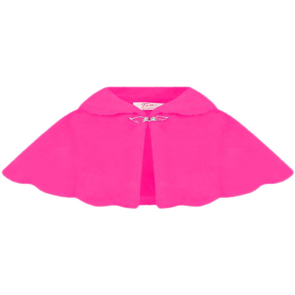 AEL Girls Faux Fur Shoulder Cape Bridesmaid Tippet Bolero Wrap Shrug Colour: Cerise