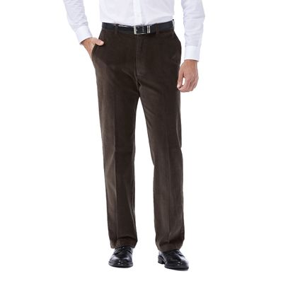 Haggar Mens Premium Stretch Corduroy Classic Fit Pant Brown 44W x 29L