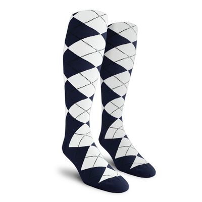 Golf Knickers Colorful Knee High Argyle Cotton Socks for Men Women and Youth - M: Navy/White - Youth
