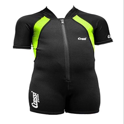 Cressi Kids Swimsuit, Black/Lime, XL