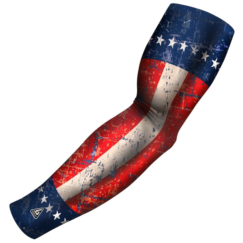 B-Driven Premium Pro-Fit Sports Compression Arm Sleeve (Single) Patriotic Designs Baseball Arm Sleeves - Men Women Youth