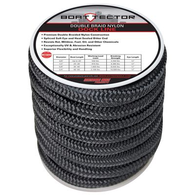 Extreme Max 3006.2309 BoatTector Double Braid Nylon Dock Line - 3/4" x 30', Black