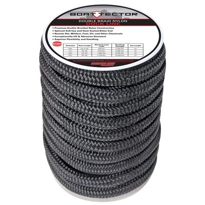 Extreme Max 3006.2312 BoatTector Double Braid Nylon Dock Line - 3/4" x 40', Black