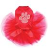 Paw - Rhinestone - Bling Rhinestone Dog Tutu Dress, XL Red view 1