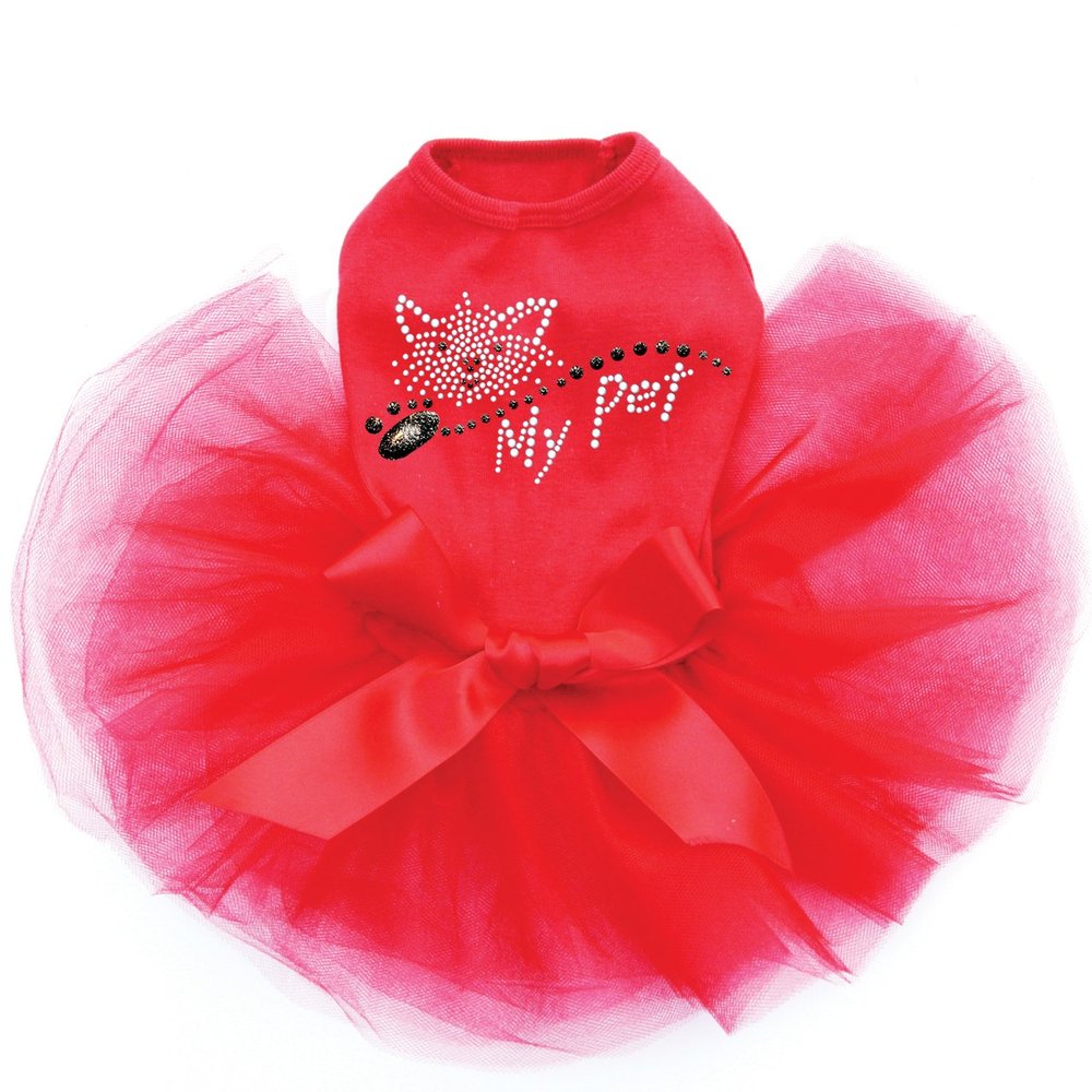 My Pet - Bling Rhinestone Dog Tutu Dress, M Red