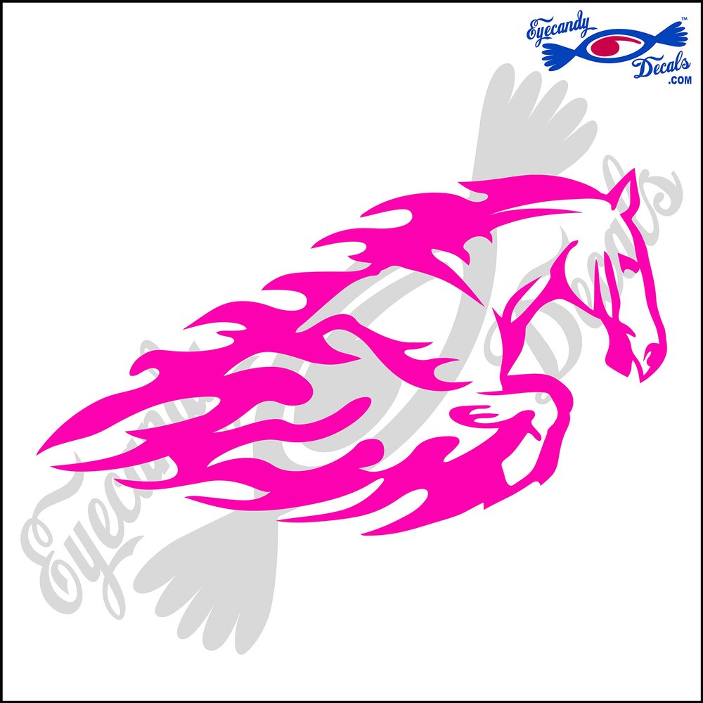 Eyecandy Decals Horse Flames Tribal Rodeo 6" Decal Sticker HOT Pink