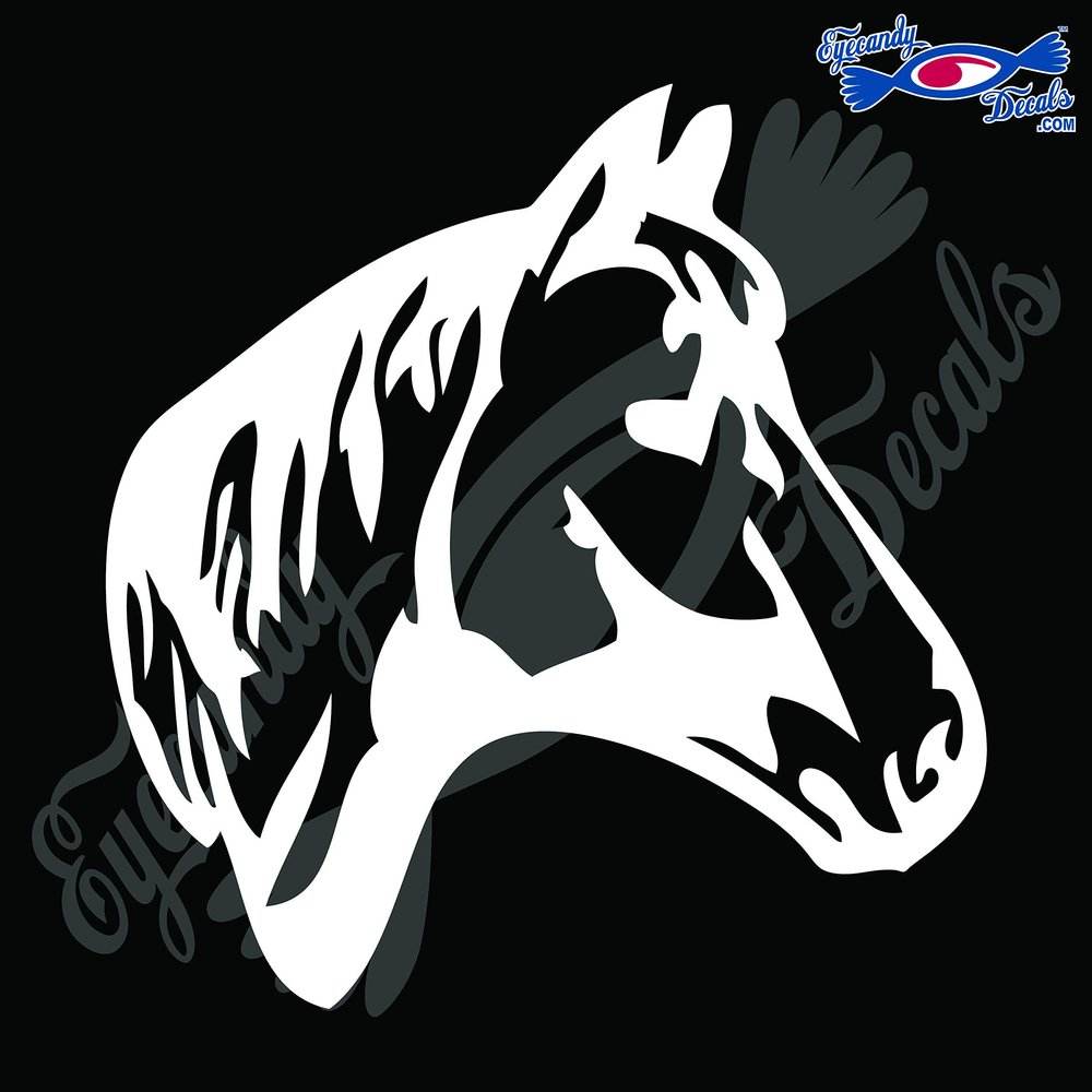 Eyecandy Decals Horse Head Rodeo 5" White Decal Sticker