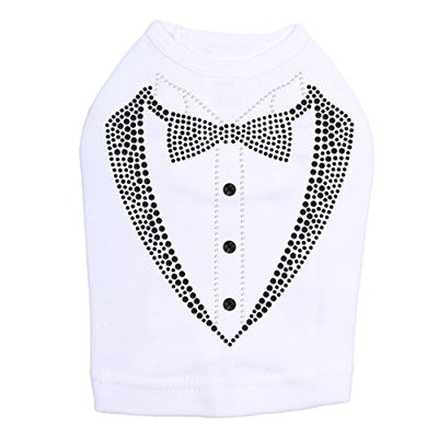 Tux with Bow Tie - Dog Shirt, L White