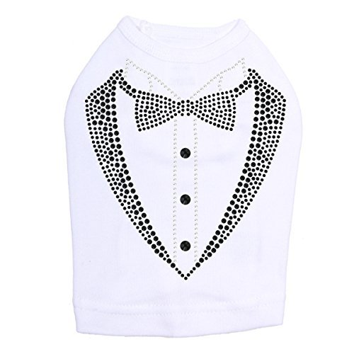 Tux with Bow Tie - Dog Shirt, L White