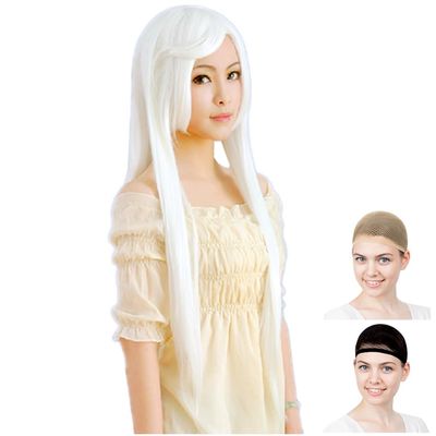 CaseEden (Case Eden) Cosplay Wig Haku Yowane Sesshomaru Hanekawa Tsubasa Squalo Tenshi Artemis Sunny Long 100cm White White White Mel Choi Wig net 2 Pieces