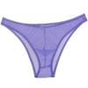 Jaxu Men's Flowers Jacquard Brief Bikini Lace Holes Underwear Hollow Briefs L Purple view 2