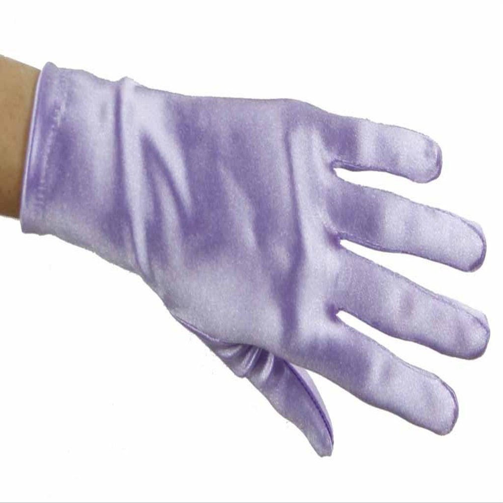 Greatlookz Beautiful Wrist Length Short Satin Gloves in Lavender
