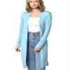 MBJ WSK1048 Womens Solid Long Sleeve Open Front Long Cardigan L Aqua view 1