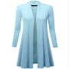 MBJ WSK1048 Womens Solid Long Sleeve Open Front Long Cardigan L Aqua view 4