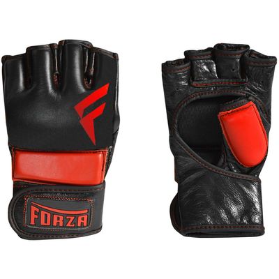 Forza Sports Leather MMA Training Gloves - XL - Black/Red