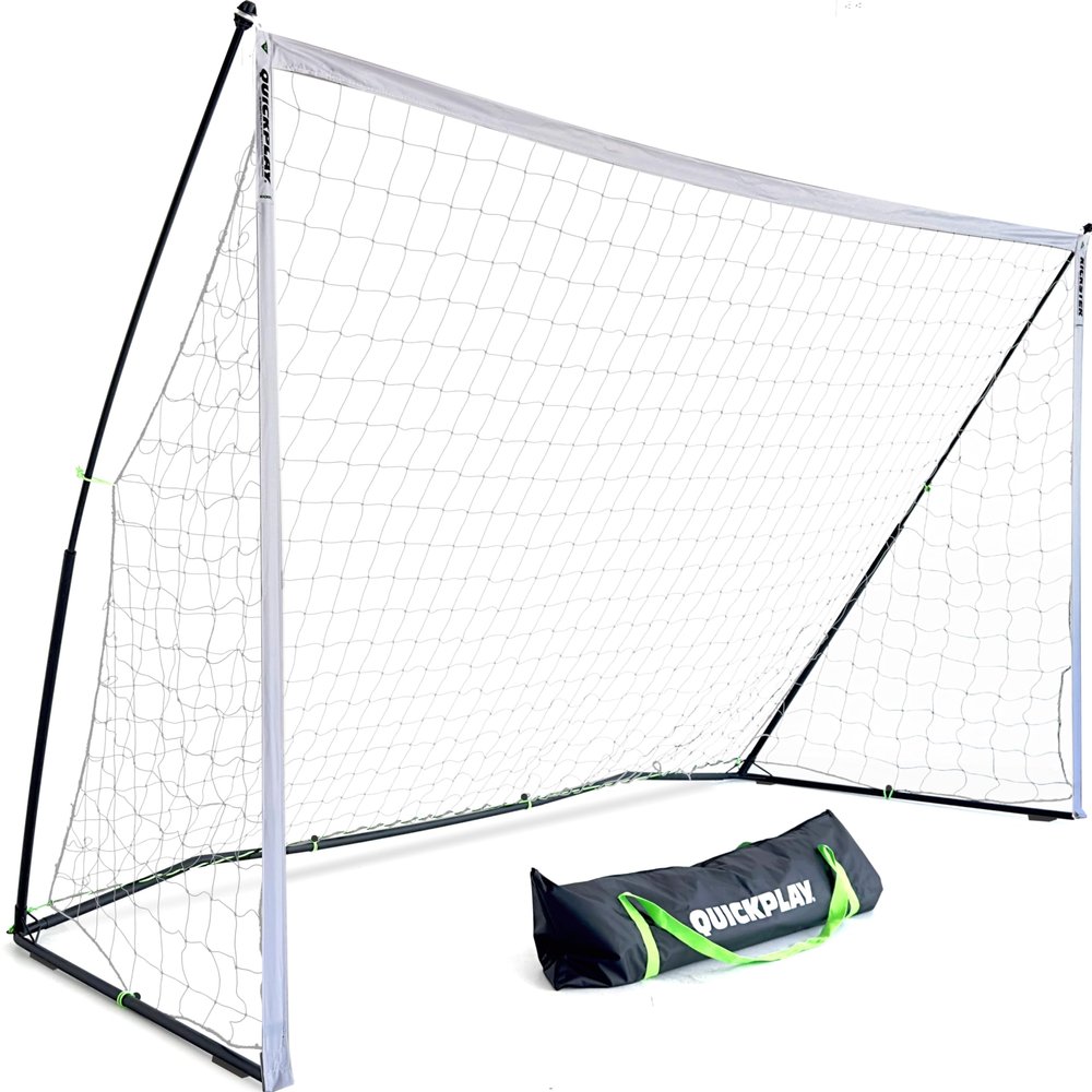 QuickPlay Kickster Elite 12x6 Portable Soccer Goal for Backyard Training - Ultra Fast Setup Weighted Soccer Goal for Turf & Indoor Use - Durable Soccer Net for Home & Team Practice