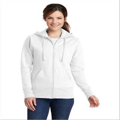 Port & Company Ladies Core Fleece Full-Zip Hooded Sweatshirt. LPC78ZH White