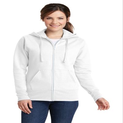 Port & Company Ladies Classic Full-Zip Hooded Sweatshirt LPC78ZH -White 4XL