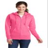 Port & Company Ladies Classic Full-Zip Hooded Sweatshirt LPC78ZH -Neon Pink XS view 1