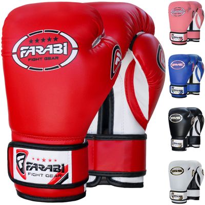 Farabi Sports Kids Boxing Gloves - 4, 6, 8-oz Junior & Youth Boxing Training Gloves for MMA, Muay Thai & Punching Bag (Red, 6-oz)
