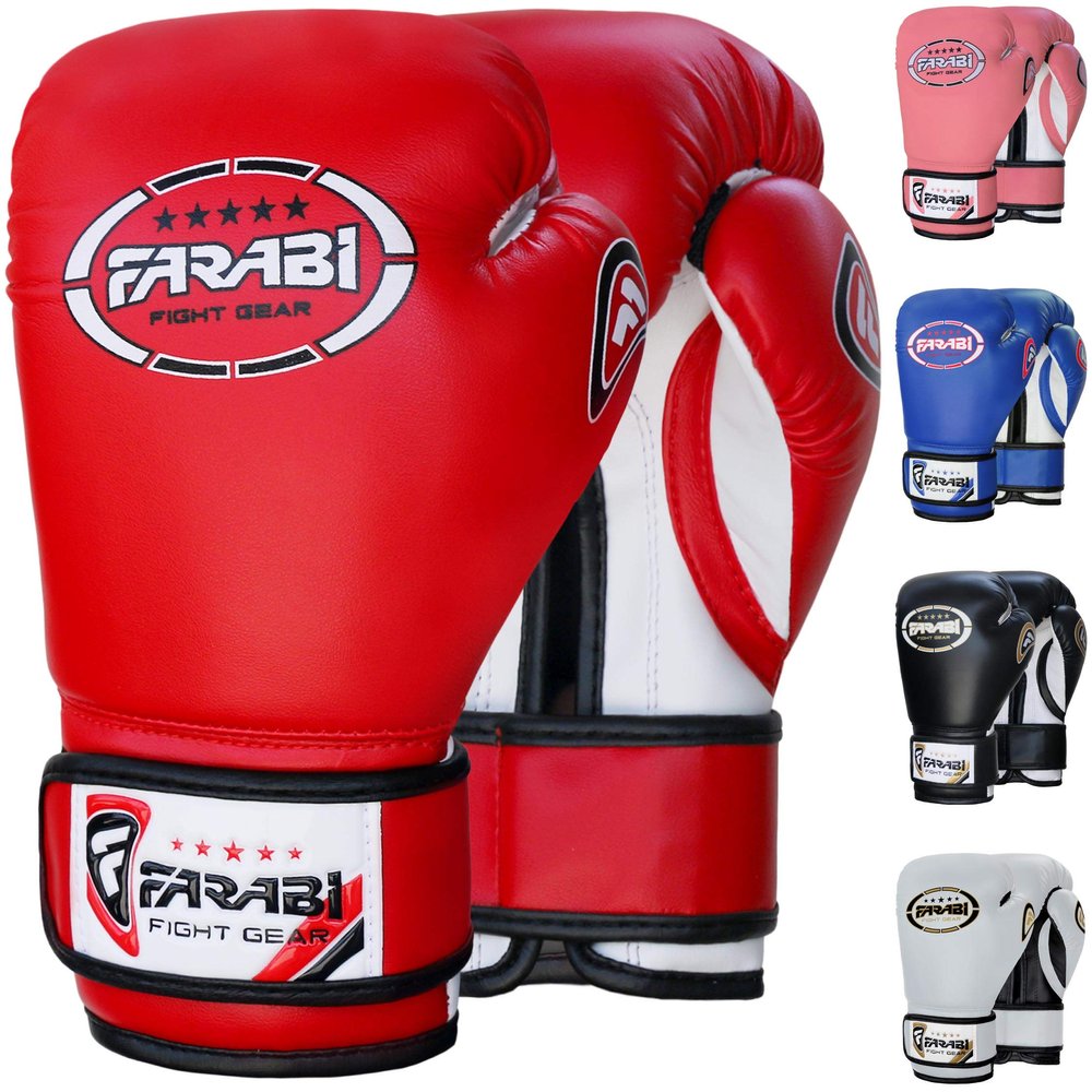 Farabi Sports Kids Boxing Gloves - 4, 6, 8-oz Junior & Youth Boxing Training Gloves for MMA, Muay Thai & Punching Bag (Red, 6-oz)