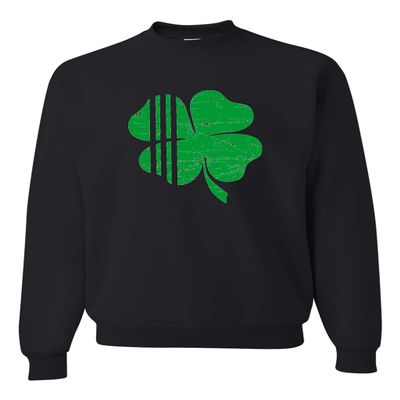 Go All Out X-Large Black Adult Distressed Shamrock St. Patrick's Day Irish Pride Sweatshirt Crewneck