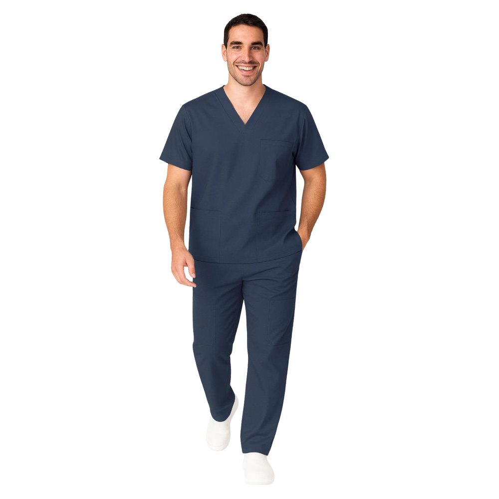 M&M SCRUBS Men Scrub Set Medical Scrub Top and Pants XXXL Dark Navy Blue