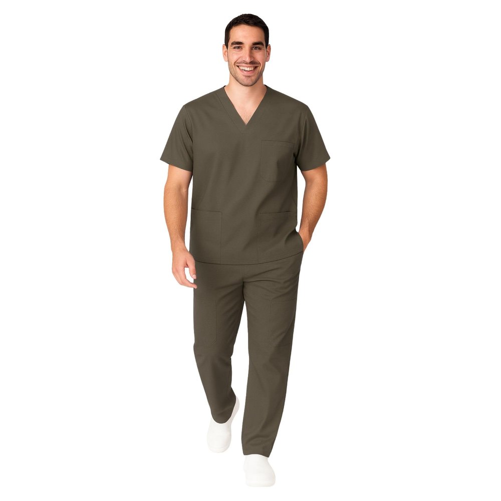 M&M SCRUBS Men Scrub Set Medical Scrub Top and Pants M Olive