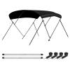 Leader Accessories 3 Bow Black 6'L x 46" H x 85"-90" W Bimini Top Boat Cover Includes 4 Straps 2 Rear Support Poles Mounting Hardwares Storage Boot with 1" Aluminum Frame view 1