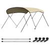 Leader Accessories 3 Bow Sand 6'L x 46" H x 67"-72" W Bimini Top Boat Cover Includes 4 Straps 2 Rear Support Poles Mounting Hardwares Storage Boot with 1" Aluminum Frame view 1