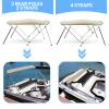 Leader Accessories 3 Bow Sand 6'L x 46" H x 67"-72" W Bimini Top Boat Cover Includes 4 Straps 2 Rear Support Poles Mounting Hardwares Storage Boot with 1" Aluminum Frame view 2
