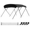 Leader Accessories 3 Bow Dark Grey 6'L x 46" H x 61"-66" W Bimini Top Boat Cover Includes 4 Straps 2 Rear Support Poles Mounting Hardwares Storage Boot with 1" Aluminum Frame view 1