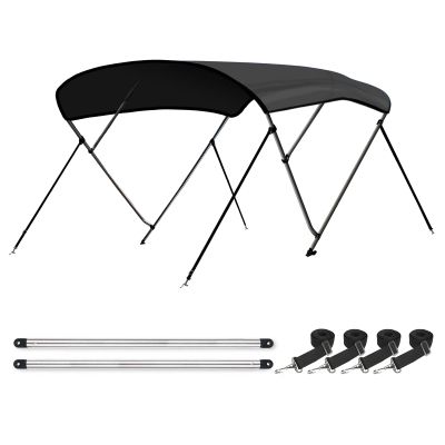 Leader Accessories 3 Bow Dark Grey 6'L x 46" H x 73"-78" W Bimini Top Boat Cover Includes 4 Straps 2 Rear Support Poles Mounting Hardwares Storage Boot with 1" Aluminum Frame