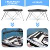 Leader Accessories 3 Bow Dark Grey 6'L x 46" H x 73"-78" W Bimini Top Boat Cover Includes 4 Straps 2 Rear Support Poles Mounting Hardwares Storage Boot with 1" Aluminum Frame view 2