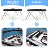 Leader Accessories 3 Bow Black 6'L x 46" H x 79"-84" W Bimini Top Boat Cover Includes 4 Straps 2 Rear Support Poles Mounting Hardwares Storage Boot with 1" Aluminum Frame view 2