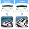 Leader Accessories 3 Bow Green 6'L x 46" H x 79"-84" W Bimini Top Boat Cover Includes 4 Straps 2 Rear Support Poles Mounting Hardwares Storage Boot with 1" Aluminum Frame view 2
