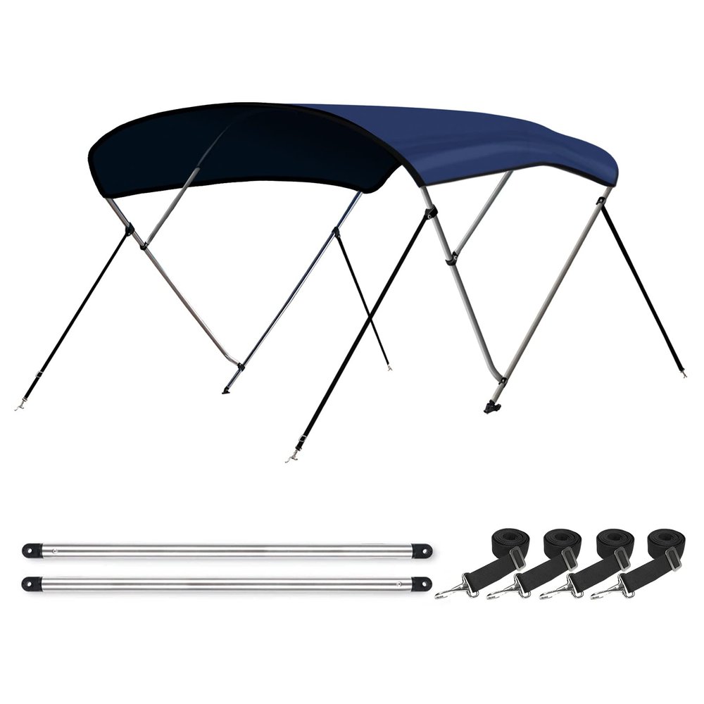 Leader Accessories Navy Blue 3 Bow 6'L x 46" H x 79"-84" W Bimini Top Boat Cover Includes 4 Straps 2 Rear Support Poles Mounting Hardwares Storage Boot with 1" Aluminum Frame