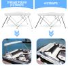 Leader Accessories 3 Bow White 6'L x 46" H x 79"-84" W Bimini Top Boat Cover Includes 4 Straps 2 Rear Support Poles Mounting Hardwares Storage Boot with 1" Aluminum Frame view 2
