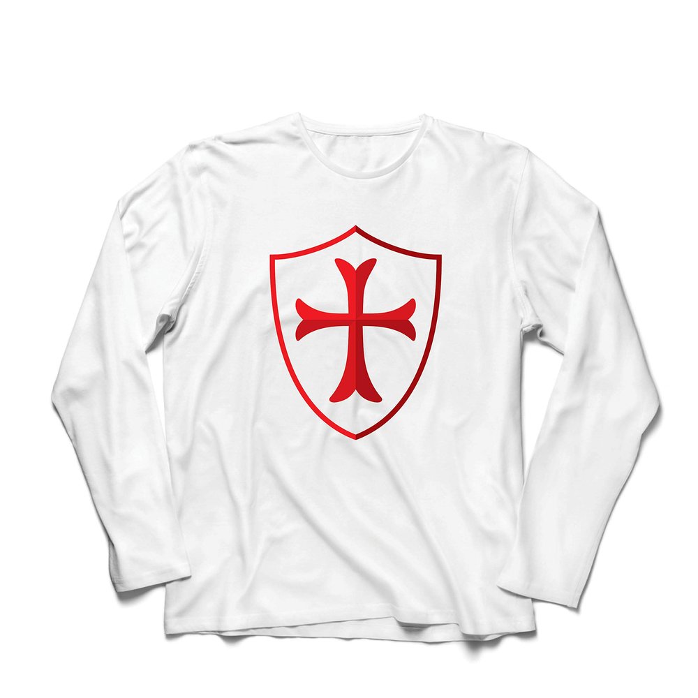 lepni.me Mens T Shirt The Knights Templar Shield Red Cross Christian Knight Order (XX-Large White Multi Color)