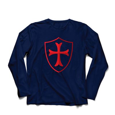 lepni.me Mens T Shirt The Knights Templar Shield Red Cross Christian Knight Order (Large Blue Multi Color)