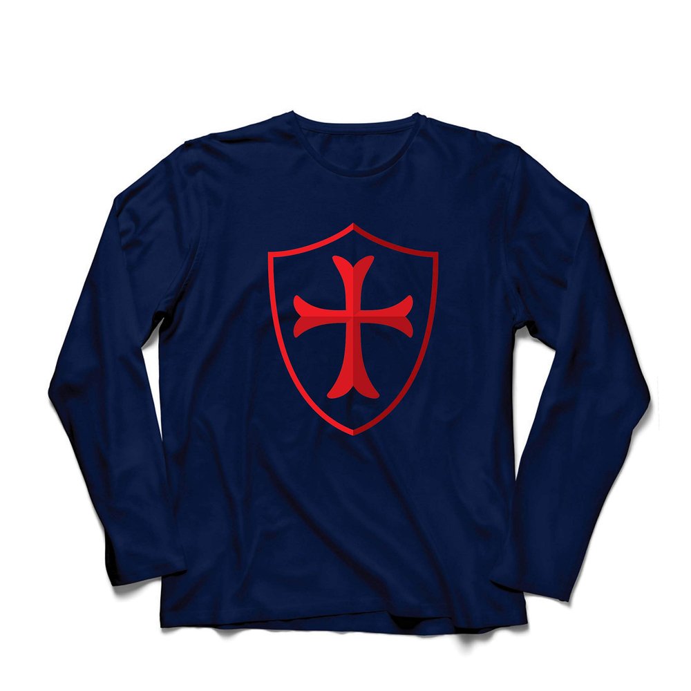 lepni.me Mens T Shirt The Knights Templar Shield Red Cross Christian Knight Order (Large Blue Multi Color)