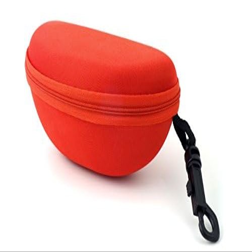 Calabria BJ143H Red Large Semi-Hard Fabric Zipper Shell Glasses Case Protective Plastic Snap Hook Belt Attach Men Women