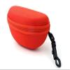 Calabria BJ143H Red Large Semi-Hard Fabric Zipper Shell Glasses Case Protective Plastic Snap Hook Belt Attach Men Women view 1