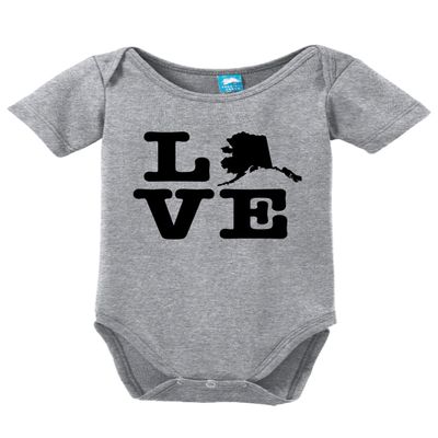 Alaska Love Printed Infant Bodysuit Baby Romper Gray 0-3 Month
